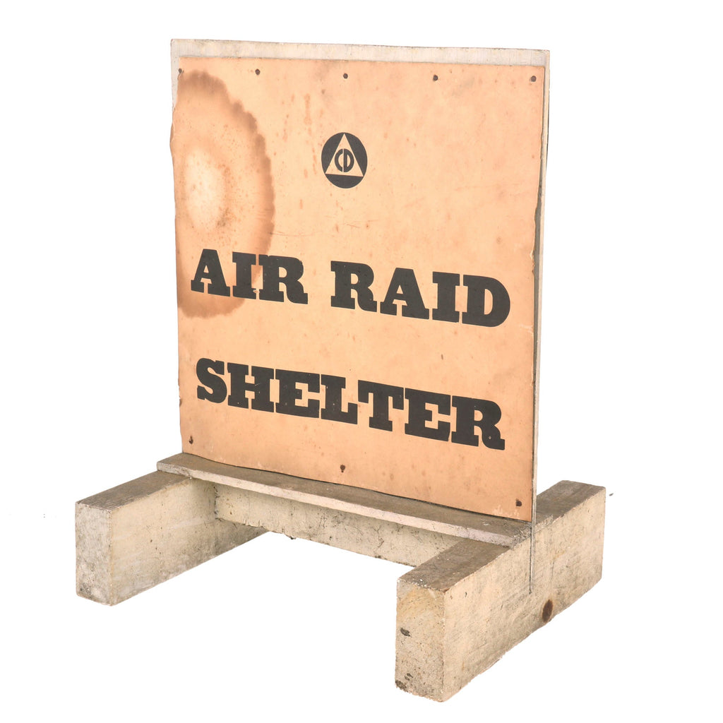 Original U.S. WWII Civil Defense Wooden Double-Sided Air Raid Shelter Sign Original Items