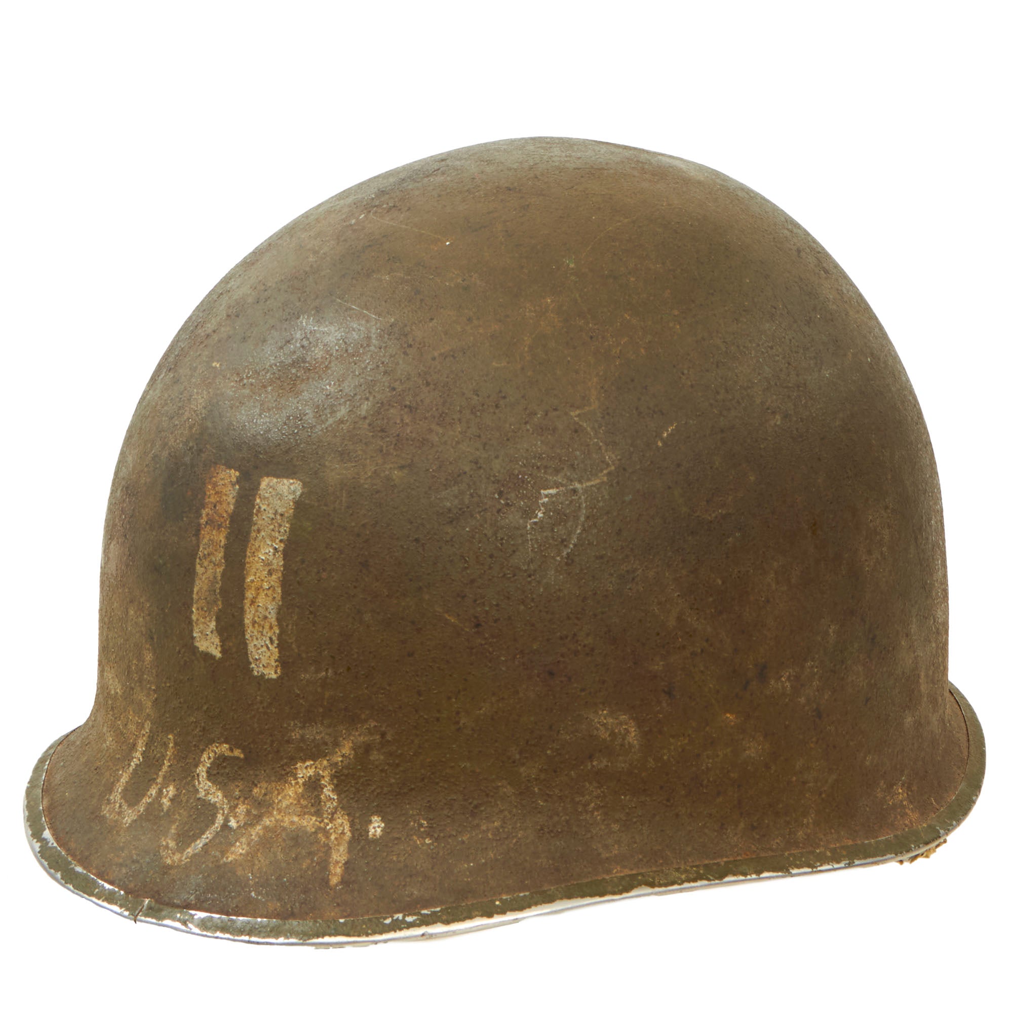 captain icon h on us soldier ww2 helmet Original U.S. WWII 1942 Captain's M1 McCord Front Seam Fixed Bale Helm – International Military Antiques
