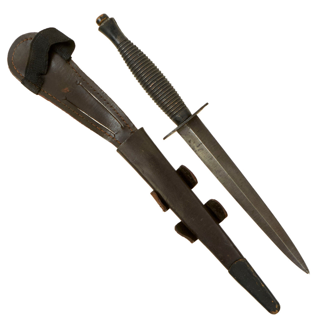 Original British 1970s NATO Fairbairn Sykes Fighting Knife with Scabbard - Marked Sheffield England Original Items