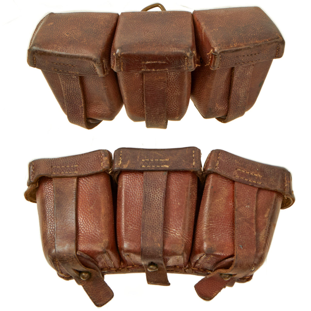 Original Imperial German WWI Pair of Mauser Triple Ammunition Pouches - 1915 Dated Original Items