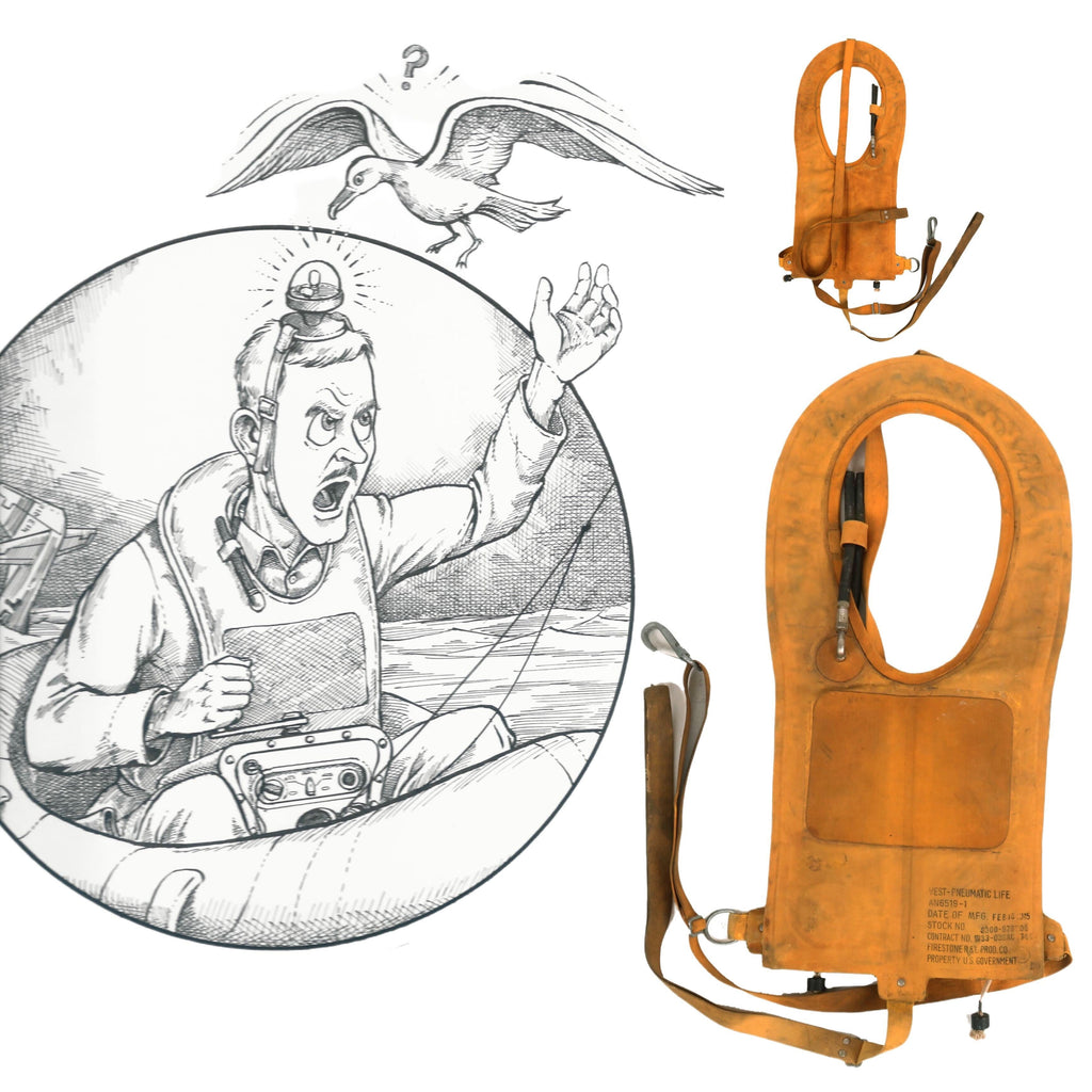 Original U.S. WWII Mae West USAAF Pneumatic Life Vest by Firestone - Dated February 1945 Original Items