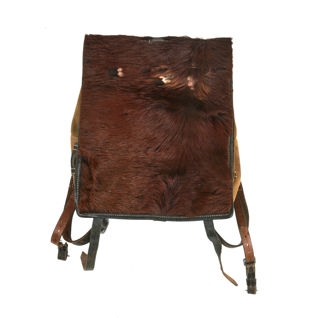 Original German WWII 1941 Dated Tornister 34 Pony Fur Backpack by Franz Brehme with Shoulder Straps