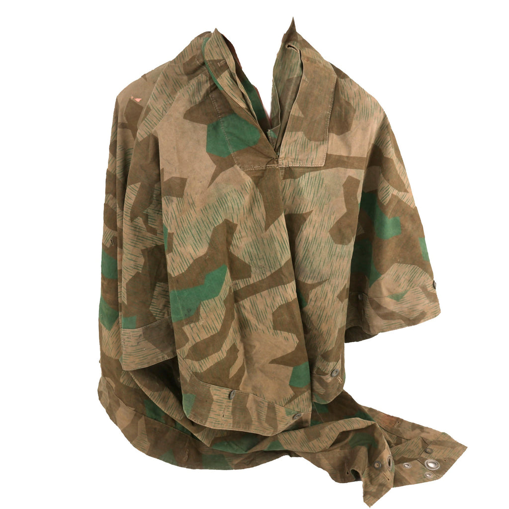 Original German WWII Zeltbahn Tent Quarter & Poncho in Splinter Pattern Reversible Camouflage Original Items