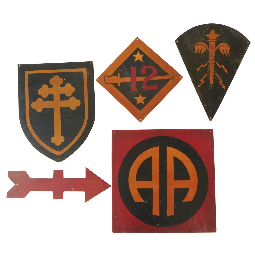Original U.S. WWI Lot of 5 Large Divisional Painted Wall Insignia - 79th Division & 82nd Division Original Items