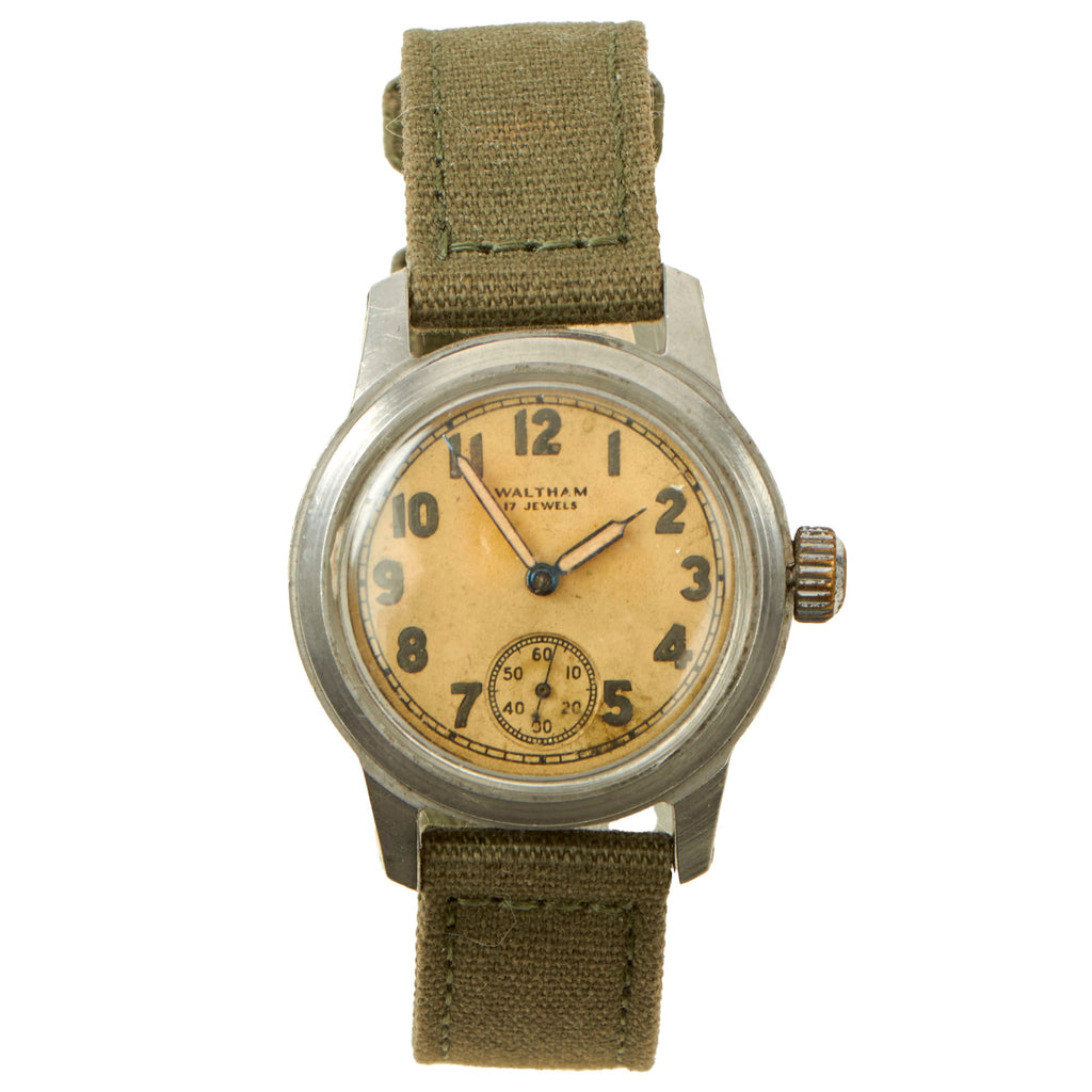 Original U.S. WWII New Old Stock Army Ordnance Department OF (Waterproof Case) Officer’s 17-Jewel Wrist Watch by Waltham - Dated 1943-44 Original Items