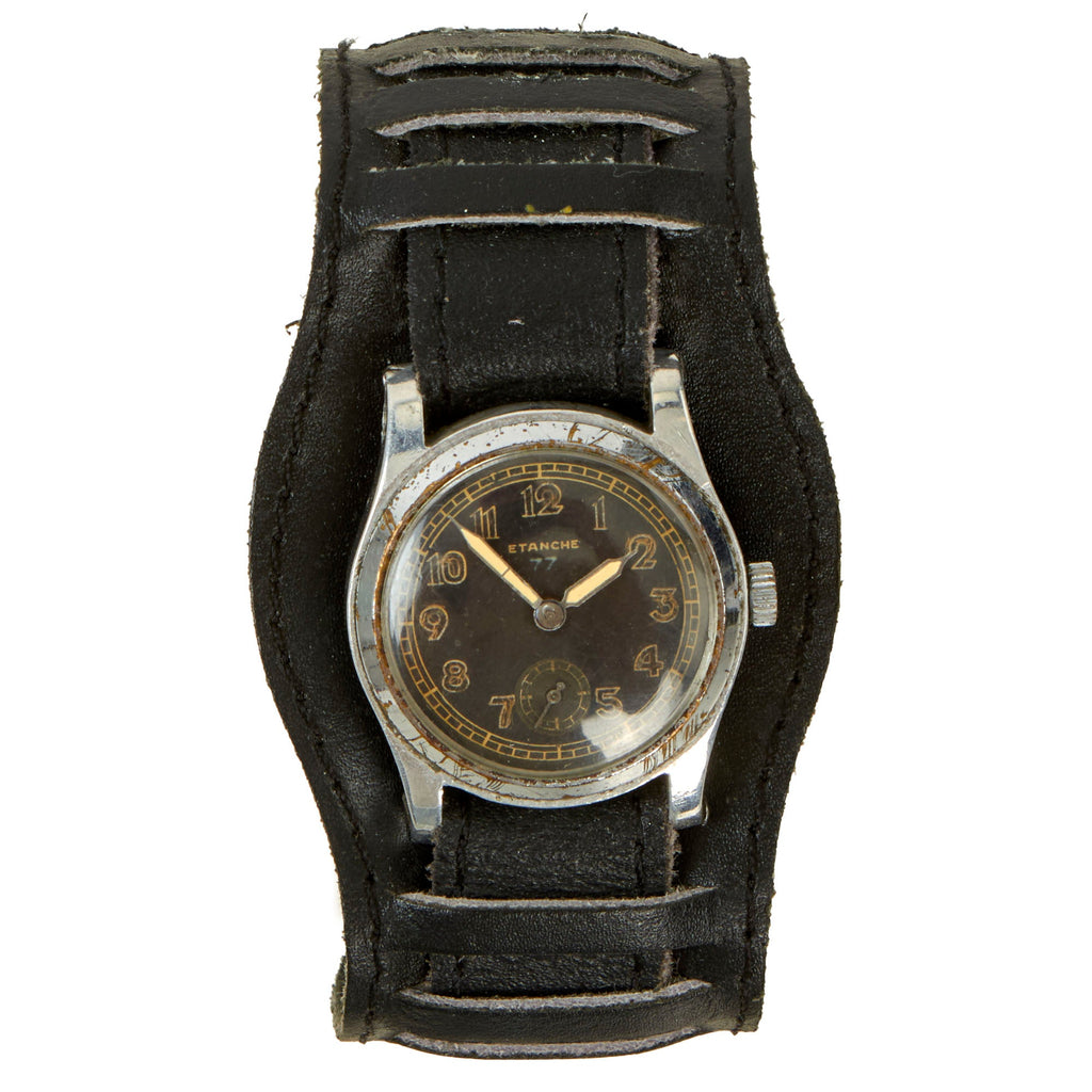 Original German WWII Wehrmacht D-H Wrist Watch by Occupied-French Company Etanche - Fully Functional Original Items