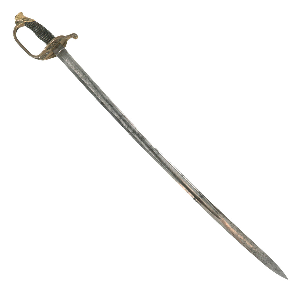 Original U.S. Civil War M1850 Foot Officer Sword by W.H. Horstmann & Sons with Leather Grip & Etched German Blade Original Items
