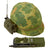 Original U.S. Vietnam War M1 Helmet with PRT-4 / PRR-9 Squad Radio Set & Camouflage Cover Original Items