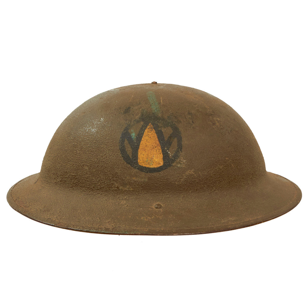 Original U.S. WWI 89th Division Painted M1917 Doughboy Helmet with Full Liner & Chinstrap - 314th Field Signal Battalion Original Items
