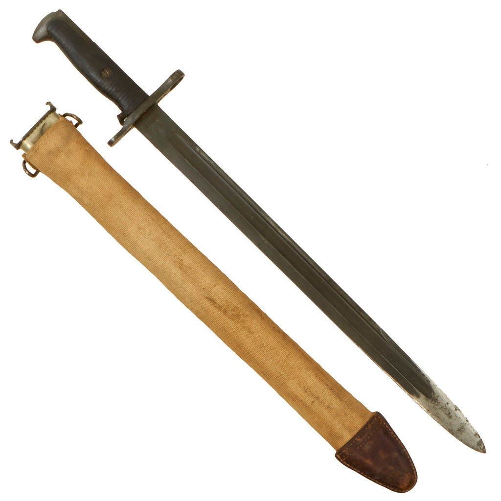 Original U.S. WWI M1905 Springfield 16 inch Rifle Bayonet by Rock Island Arsenal with M1910 Scabbard - Dated 1918 Original Items