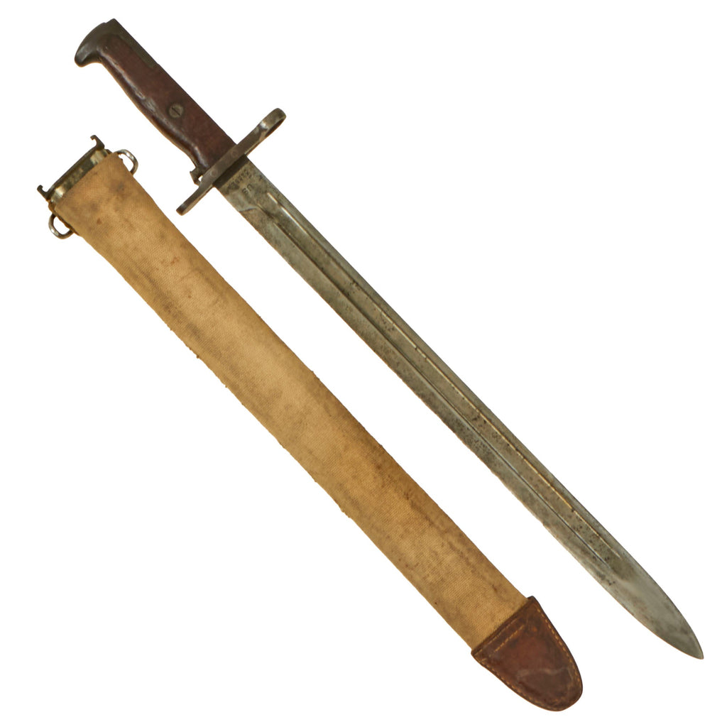 Original U.S. WWI M1905 Springfield Rifle 16" Bayonet by Springfield Armory with M1910 Scabbard - Dated 1912 Original Items