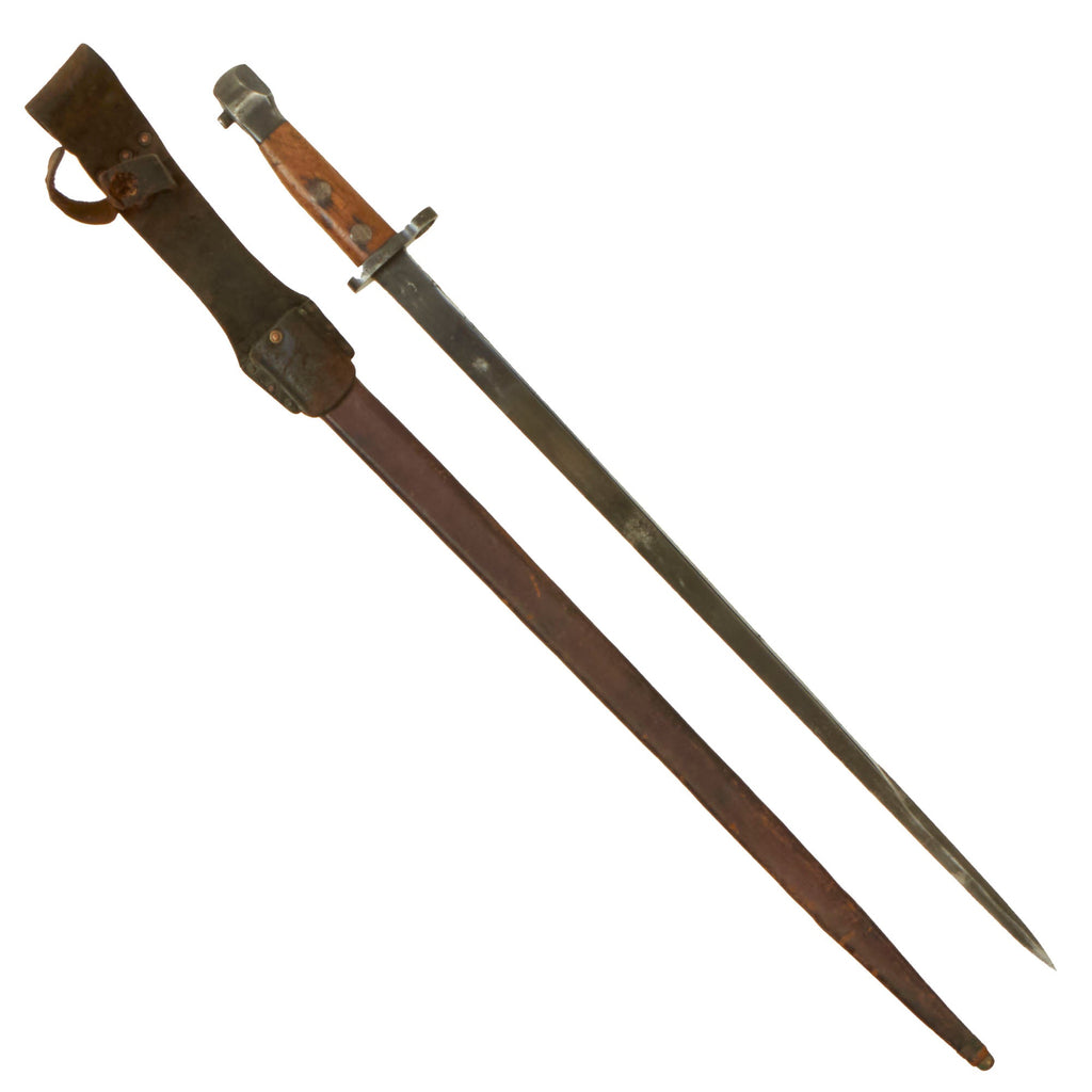 Original Dutch M-1895 Mannlicher No. 3 & 4 Carbine T-Back Bayonet marked HEMBRUG with Scabbard & Frog Original Items