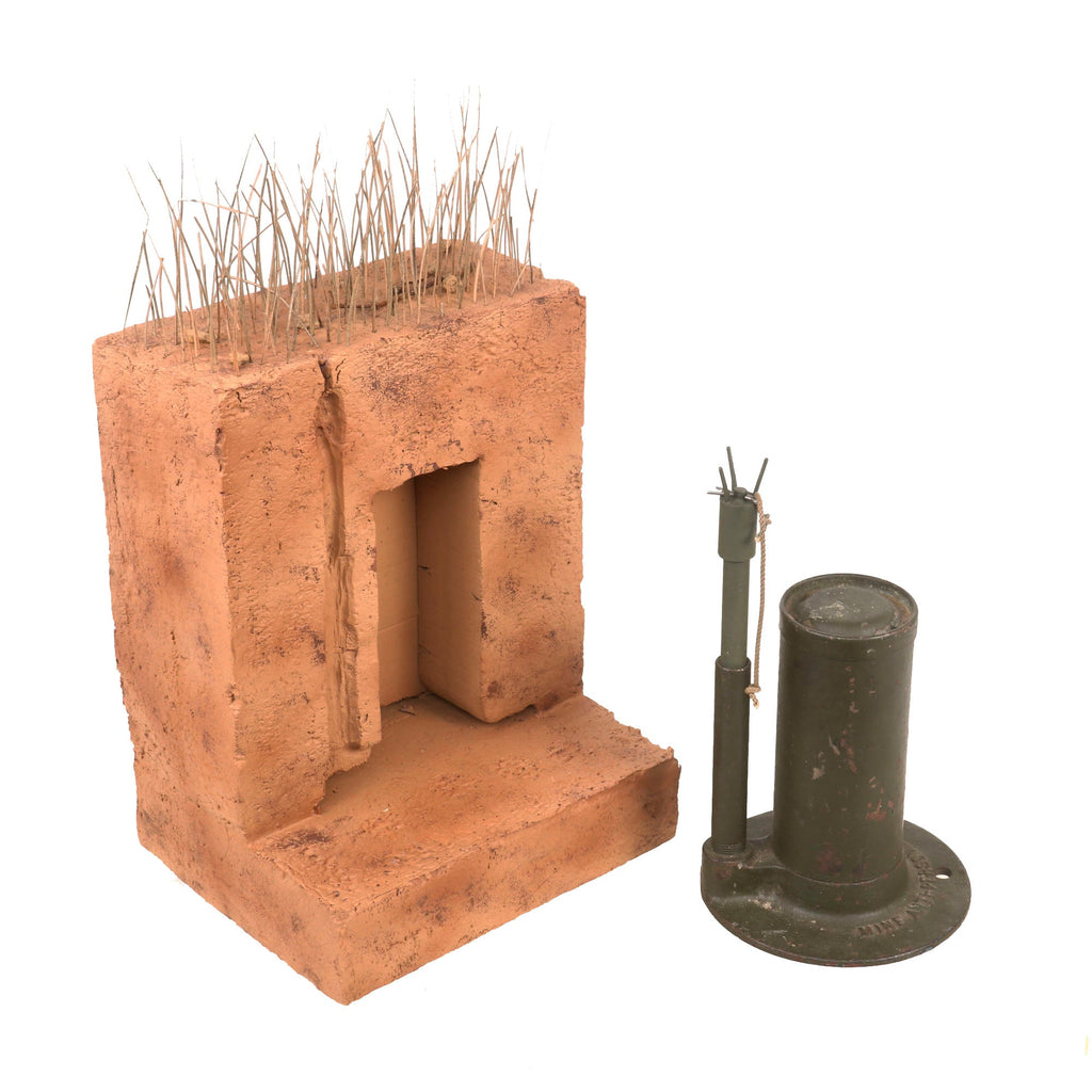 Original U.S. WWII M2A4 Bounding Anti-Personnel Mine With M6A1 Pressure/Pull Fuse - INERT Earth Cutaway EOD Visual Training Aid Original Items