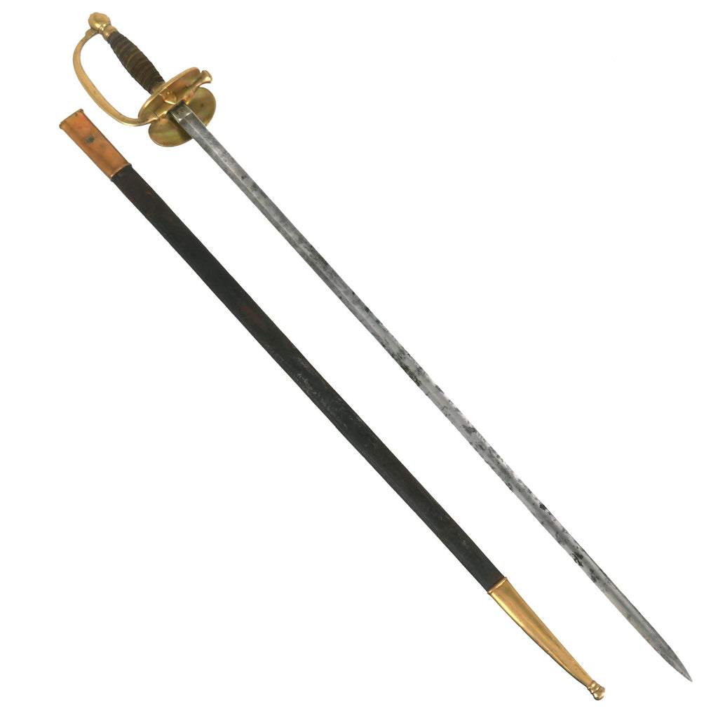 Original French 2nd Empire Era Model 1852 Officer’s Sword with German Blade and Brass Fitted Leather Scabbard Original Items