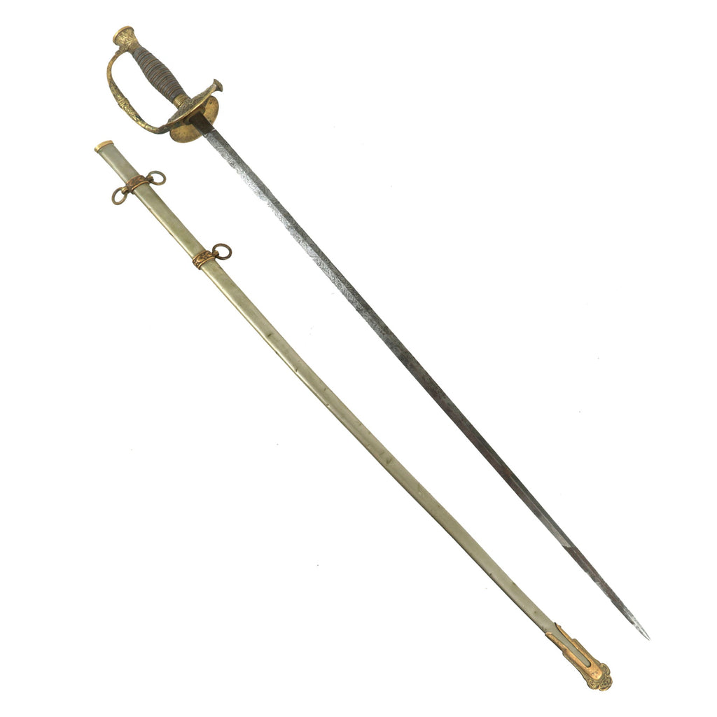 Original U.S. Civil War French-Made Model 1860 Army Staff and Field Officer Sword & Scabbard by Francois Delacour & Backes & Sold by Ridabock & Co. Original Items