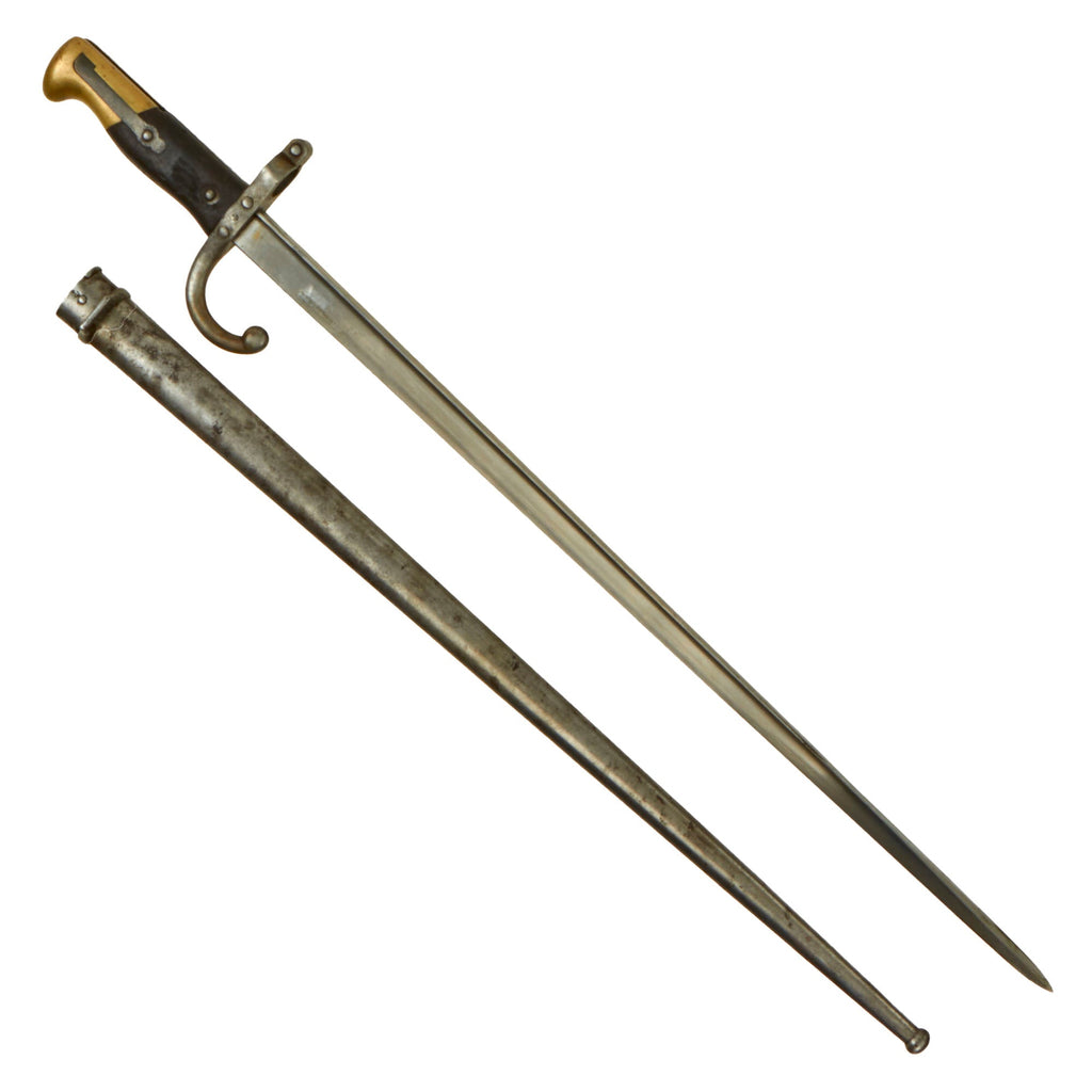 Original French M1874 Gras Bayonet by Steyr Werndl Dated 1879 with Scabbard - Colonial Anchor Markings Original Items