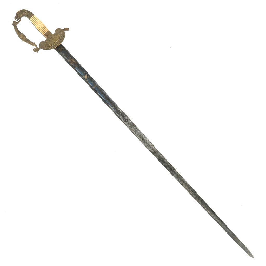 Original U.S. Mexican-American War Era Eagle Head Pommel Officer Sword with Fireblued Etched Blade & Carved Bone Grip - Circa 1835 Original Items