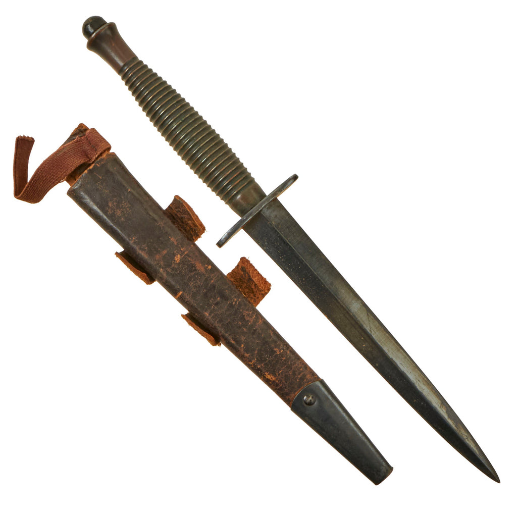 Original British WWII Import Marked 3rd Pattern Fairbairn Sykes Fighting Knife with Scabbard Original Items