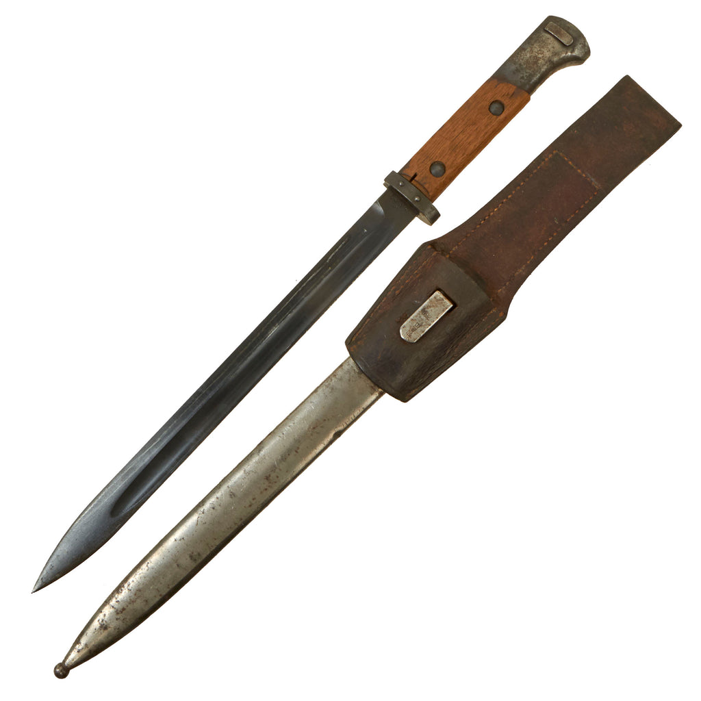 Original German WWII Czechoslovakian VZ24(t) Mauser Rifle Bayonet by Waffenwerke Brünn with Pre-War Scabbard and Frog Original Items
