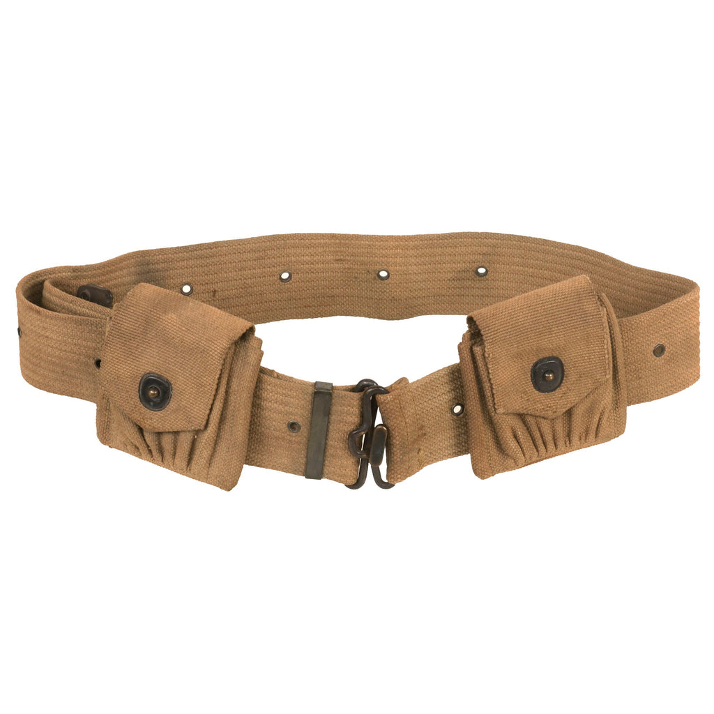 Original U.S. WWI Army Model 1917 Enlisted Garrison Belt with Ammunition Pouches Original Items