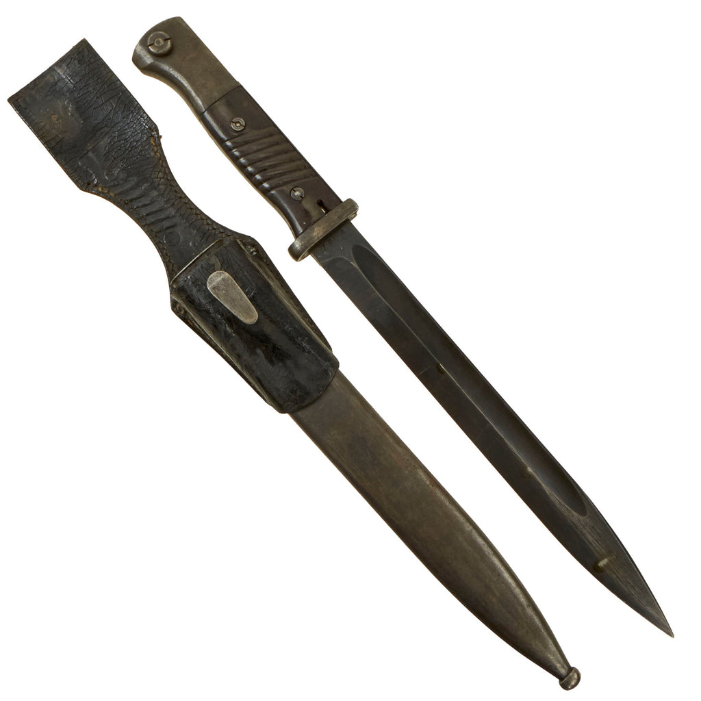Original German WWII 98k 1942 dated Bayonet by Alcoso-Werk with Scabbard & Frog - Matching Serial 7584 j Original Items