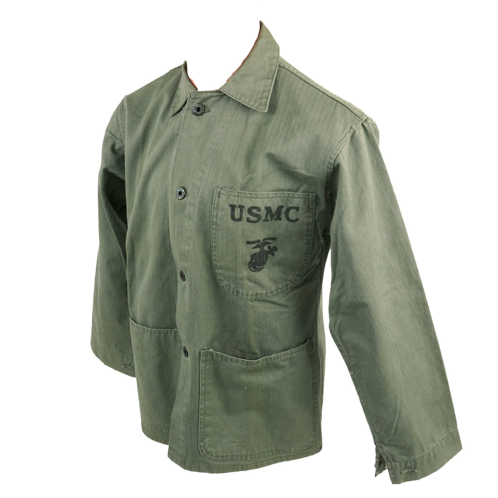 Original U.S. WWII USMC HBT Herringbone Twill P41 Combat Jacket Original Items