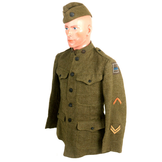 Original U.S. WWI 80th Division Uniform Jacket and Overseas Cap - Wound Chevron Original Items