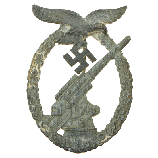 Original German WWII Luftwaffe Anti-Aircraft Flak Battle Badge - Unmarked Zinc Alloy Construction Original Items