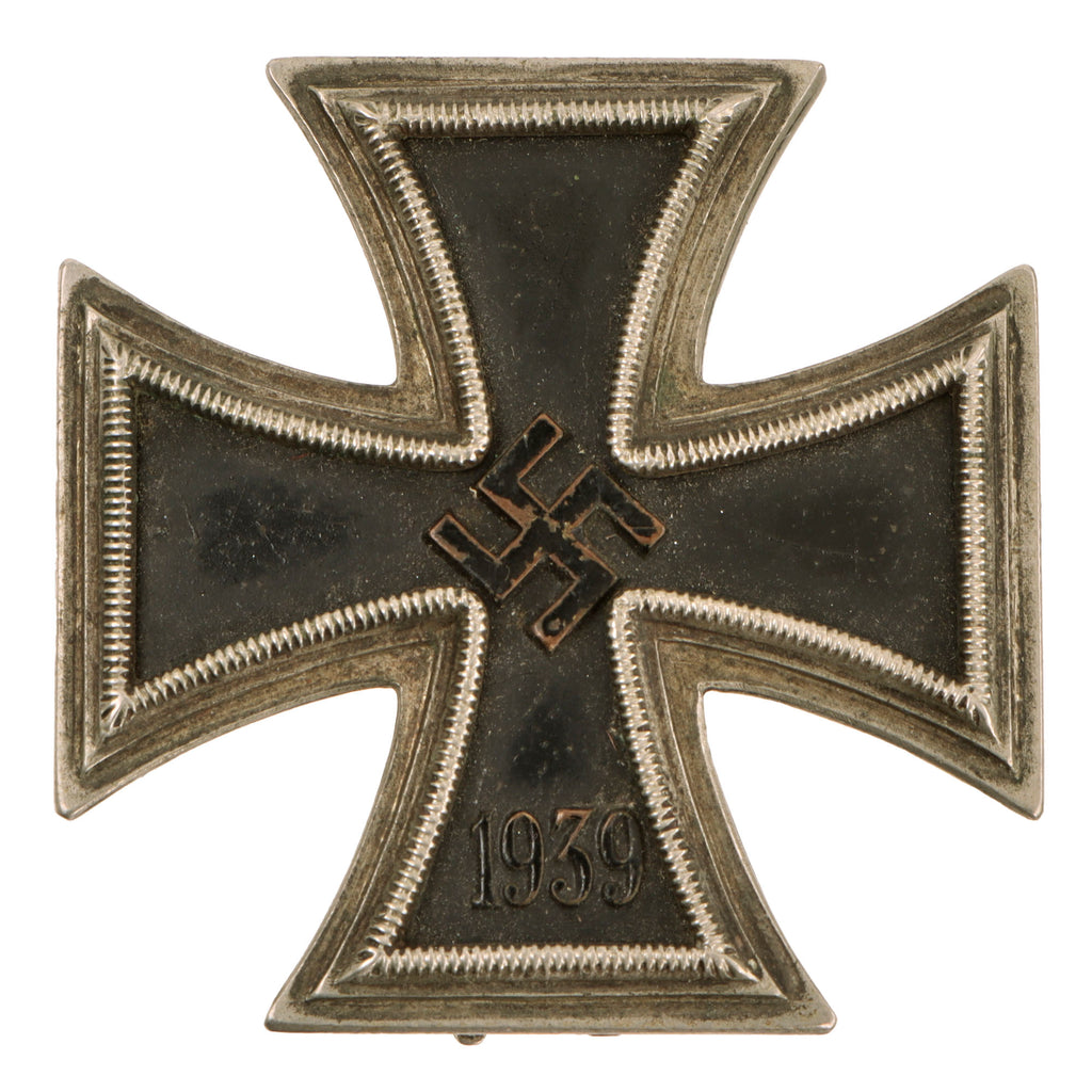 Original German WWII Navy Kriegsmarine Brass Core Iron Cross First Class 1939 EKI with Tapered Vertical Pinback Original Items