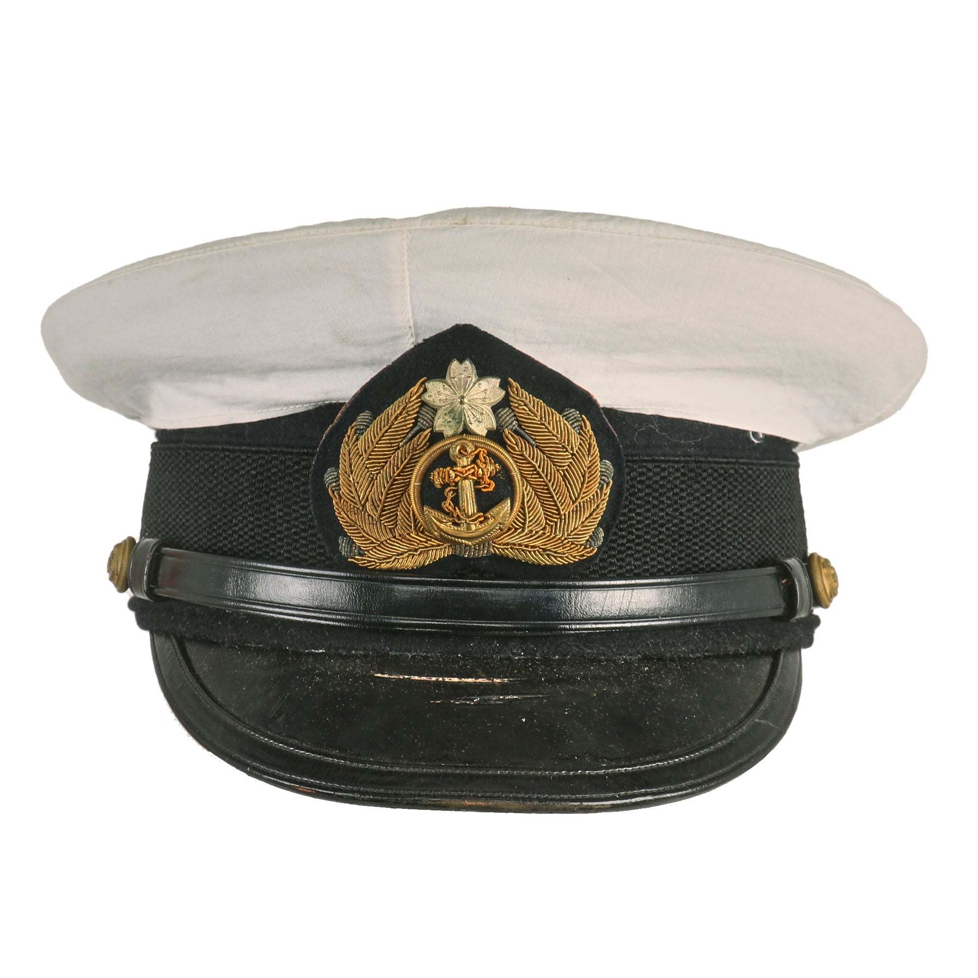 Wwii Japanese Ijn Navy Visor Cap Wool Blue And Black Japanese IJN