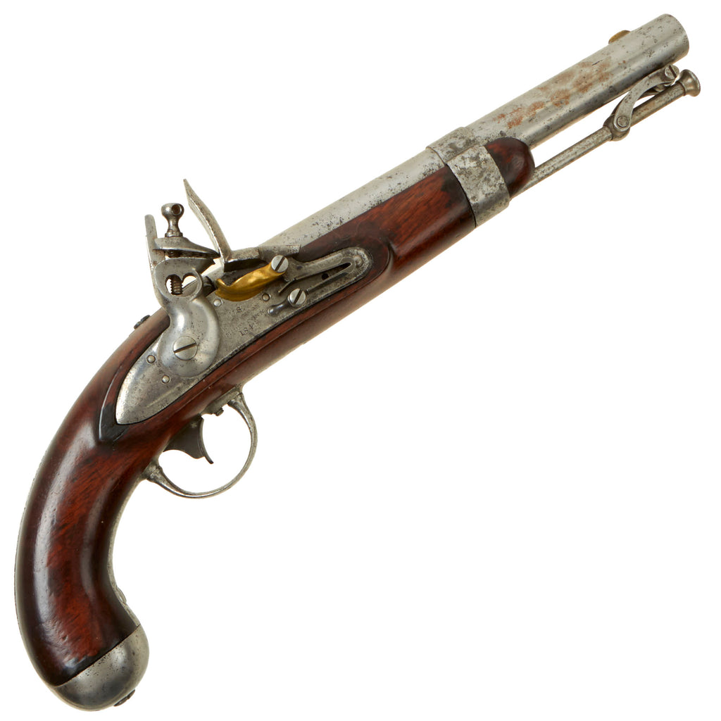 Original U.S. Model 1836 Flintlock Cavalry Pistol by R. Johnson with Cartouches - Unconverted - dated 1843 Original Items