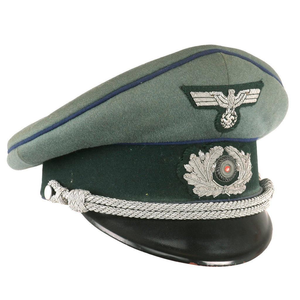 Original German WWII Military Medical Service Officer Schirmmütze Visor Cap by EREL - Double Marked Original Items