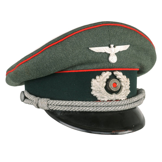 Original German WWII 1937 Dated Army Heer Artillery Officers Schirmmütze Visor Crush Cap by Ago - Size 55 Original Items