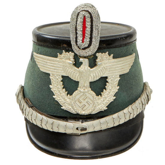 Original German WWII 1938 Dated Late Pattern Metropolitan Police Officer Shako by EREL with Chin Scales & Bullion Cockade - Size 56 ½ cm Original Items