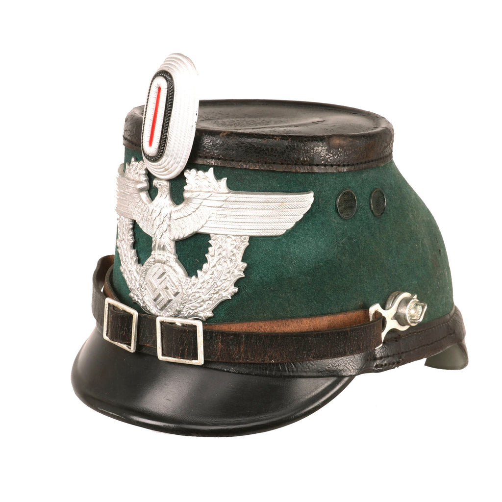 Original German WWII 1938 Dated Late Pattern Metropolitan Police Shako with Chinstrap and Unit Marking - Size 59 Original Items