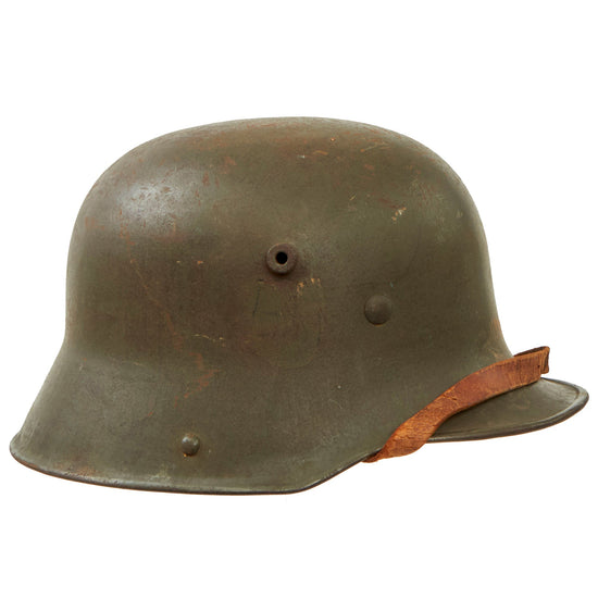 Original German WWII M16 Transitional Heer Army Former Double Decal Helmet with Damaged 56cm Liner & Chinstrap - Stamped Si66 Original Items
