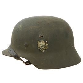 Original German WWII Army Heer M35 Former Double Decal Helmet with 57cm Liner & Chinstrap - Size 64 Shell