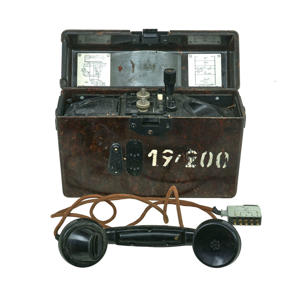 Original German WWII Feldfernsprecher FF 33 Field Telephone by Telefonbau & Normalzeit dated 1938 and 1942 Original Items
