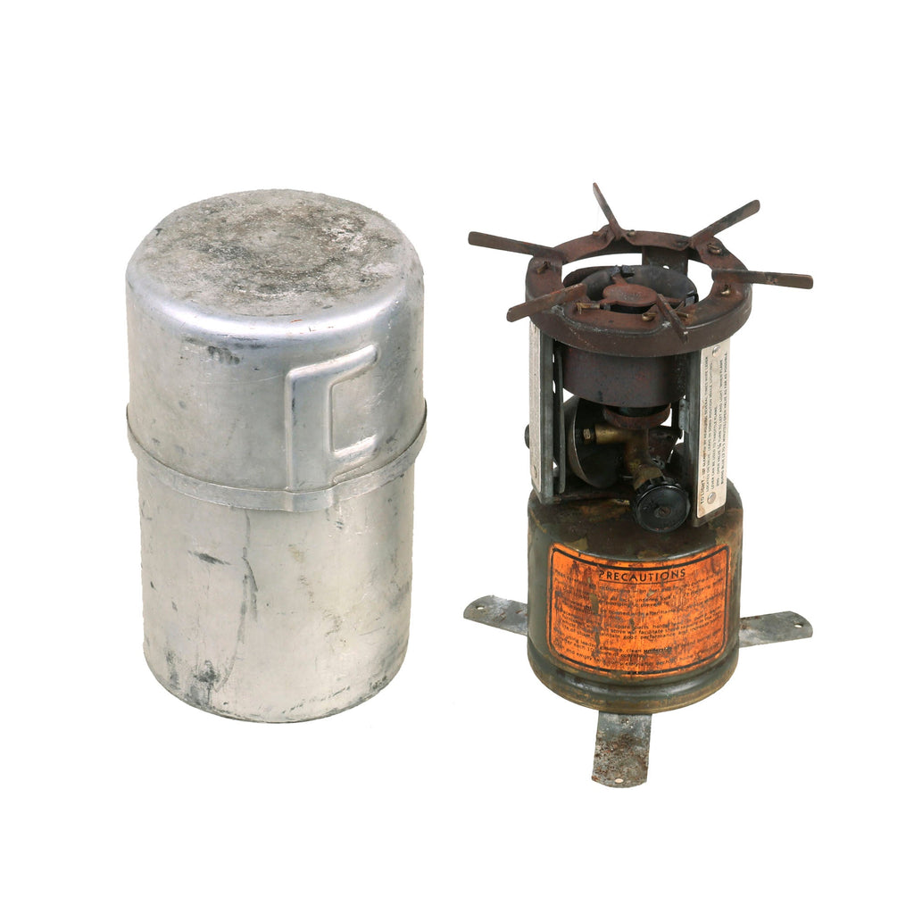 Original WWII U.S. Issue Coleman Gasoline Camp Stove in Bayonet "F" Canister - Dated 1945 Original Items