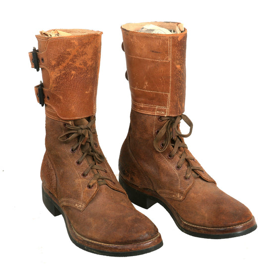 Original U.S. WWII Named M1943 Double Buckle Combat Service Boots - Matched Size 7½ Original Items