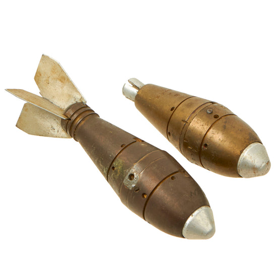 Original U.S. WWII Pair of Trench Art Bomblets Made from Japanese Type 88 Fuses - Dated 1939 Original Items