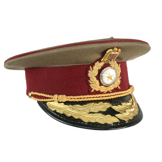 Original Romania Transnistria War Army Land Forces “Military Medecine” General Officer Peaked Visor Cap With Originally Applied Insignia - Circa 1992 Original Items