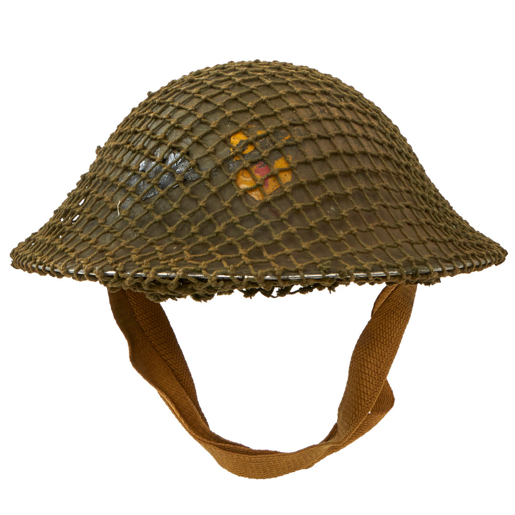 Original British WWII Brodie MkII Steel Helmet Complete with Regiment Unit Tactical Flash and Helmet Net - Size 7 ¼ Original Items