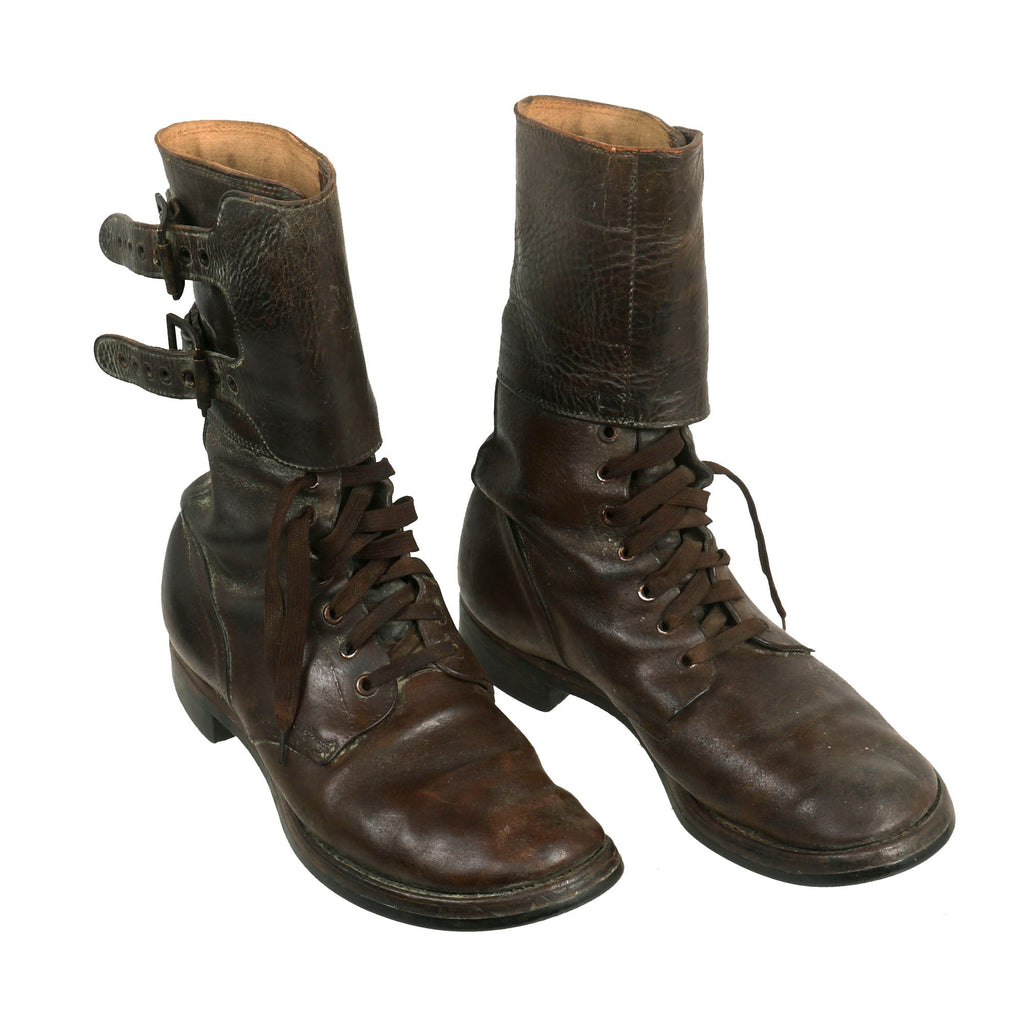 Original U.S. WWII / Korean War M-1943 Double Buckle Combat Service Boots by Endicott Johnson Corporation - Matched Size 8 ½ Original Items