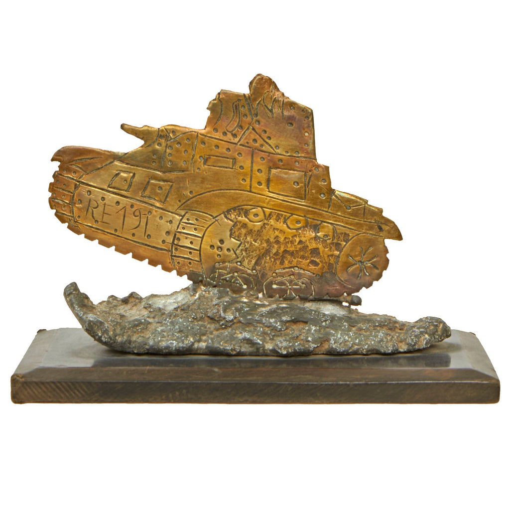 Original French WWII Char B1 Tank Trench Art Desk Model Original Items