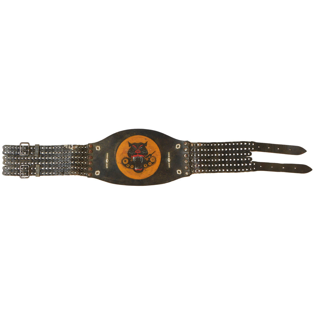 Original U.S. WWII Harley Davidson Tank Destroyer Over-Painted Leather Kidney Belt Original Items
