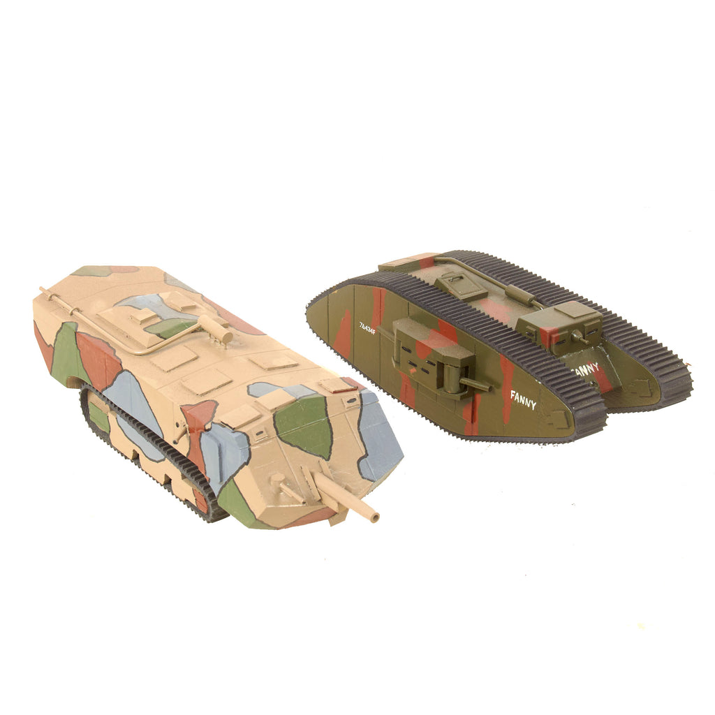 Original Contemporary WWI British Mk. V Landship Tank & French Saint-Chamond Custom Built Tank Models - Formerly A.A.F. Tank Museum Collection Original Items
