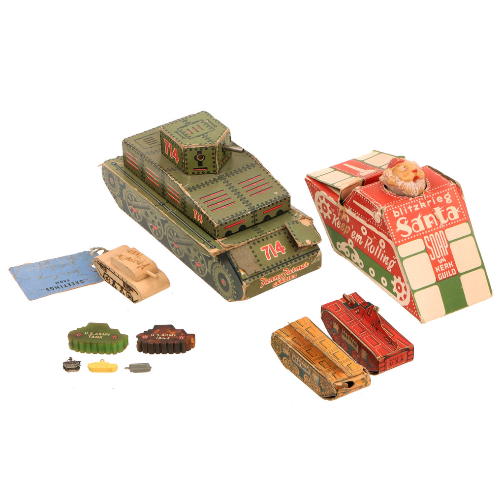 Original U.S. WWII-Era Home Front Tank-Shaped Advertising & Novelty 10-Piece Lot