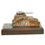 Original Hungarian WWII Tank Trench Art Desk Model on Wood Base marked "1939 Mikulas" - Formerly Part of the A.A.F. Tank Museum Original Items