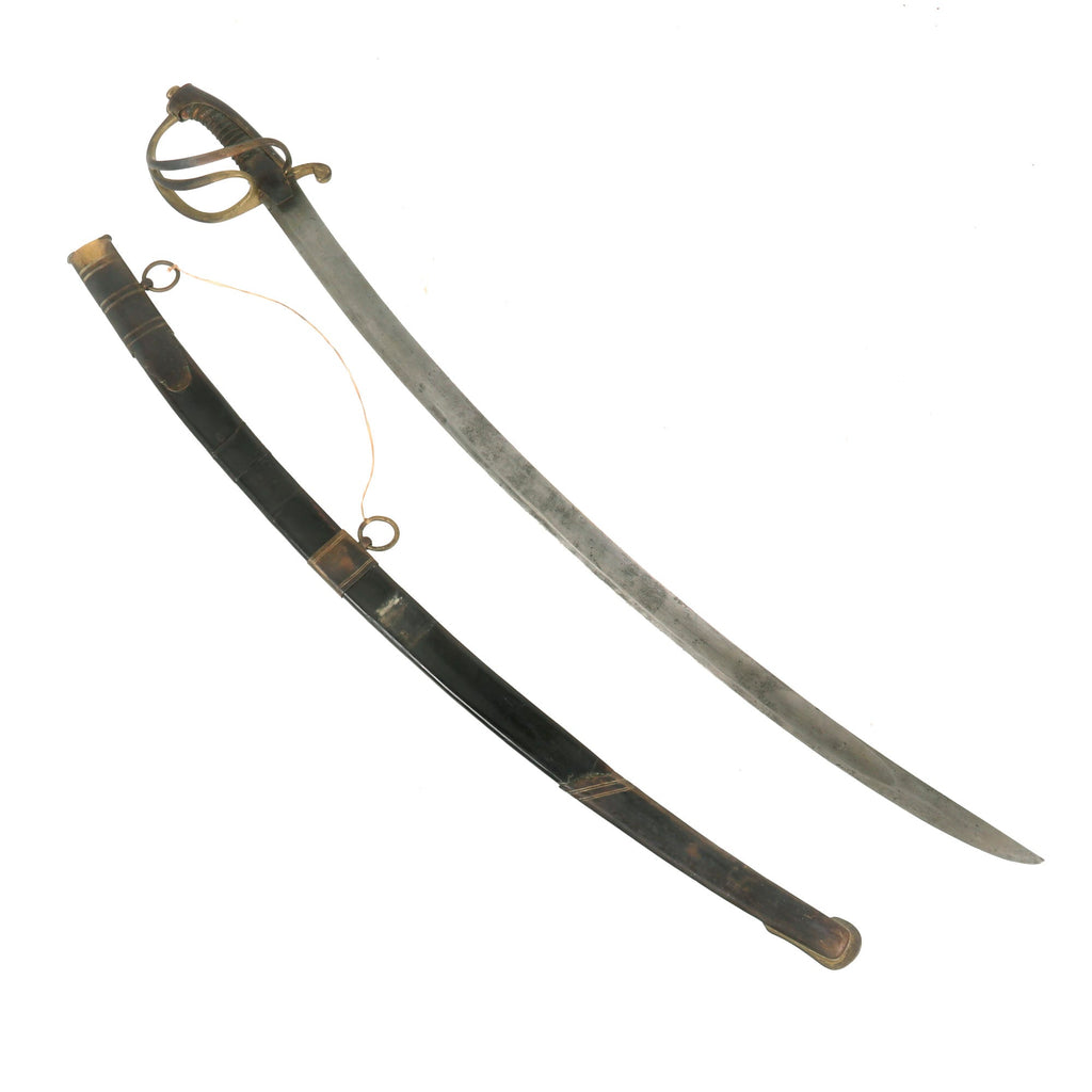 Original French Napoleonic Era Hussars Cavalry Officer's Saber with Scarce Leather & Brass Scabbard Original Items
